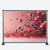 Aperturee - Posh Love Hearts Tree Pink Valentines Day Backdrop